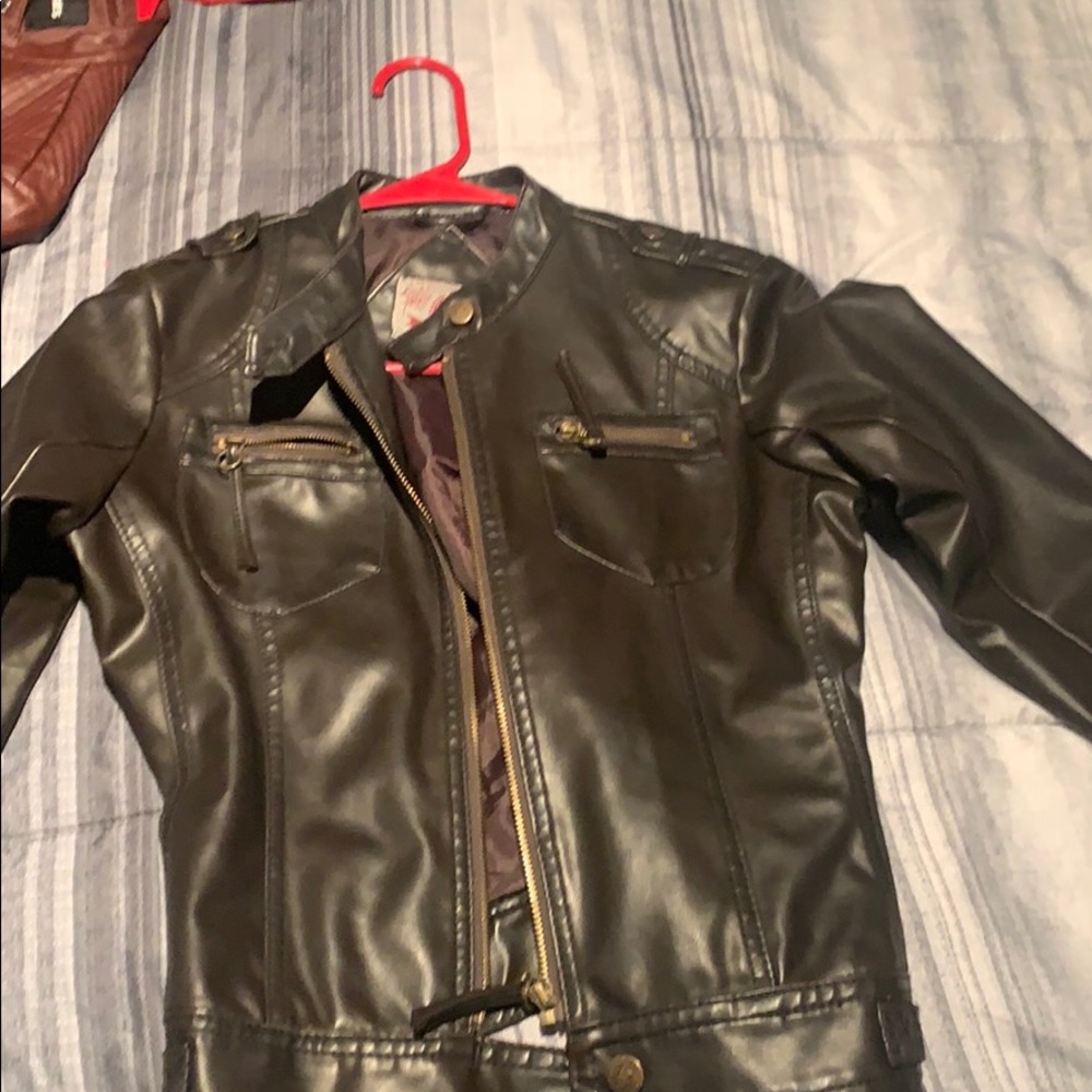Brown leather jacket